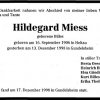 Billes Hildegard 1906-1998 Todesanzeige